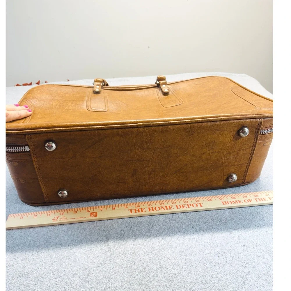 Vintage Samsonite Brown Faux Leather Carry On Luggage Travel Suitcase Retro